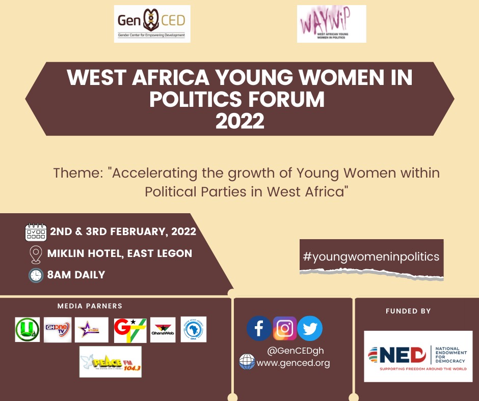 GenCED and NED to host West Africa Young Women in Politics forum 2022