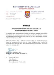 Prof. Denis Aheto appointed new Pro V-C of UCC