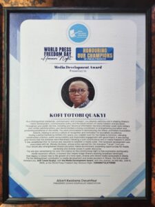 Western Regional NDC congratulates Kofi Totobi Quakyi on GJA Media Development Award