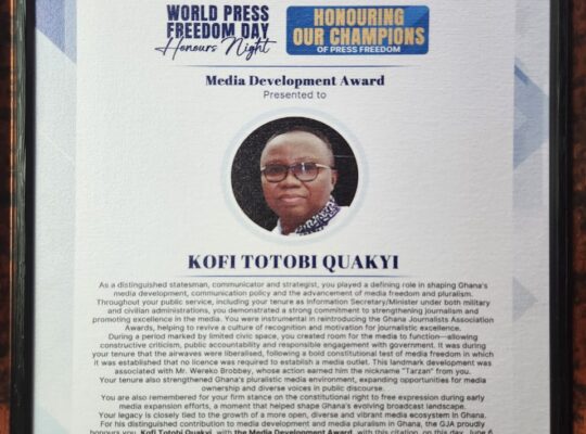 Western Regional NDC congratulates Kofi Totobi Quakyi on GJA Media Development Award