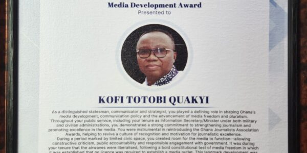 Western Regional NDC congratulates Kofi Totobi Quakyi on GJA Media Development Award