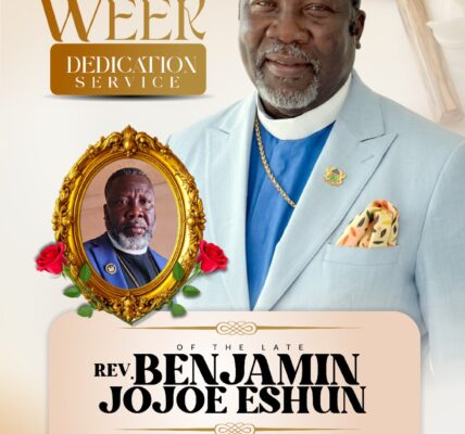 Rev. Benjamin Jojoe Eshun's one-week memorial service set for Sunday July 19